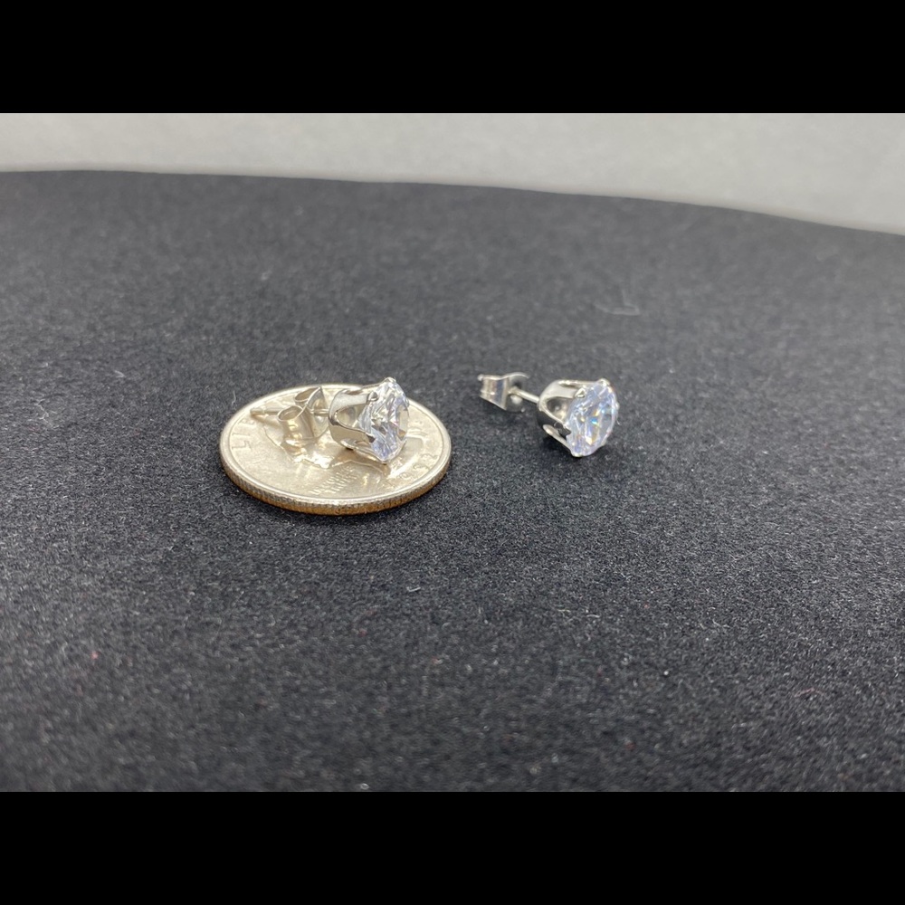 Two Pairs 8mm Cubic Zirconia Earrings - Picture 10 of 10